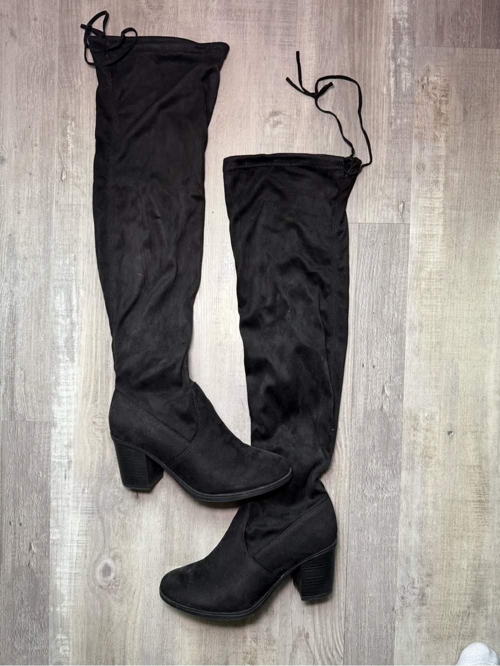 Black Over-the-Knee Heeled Boots - Women